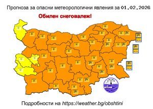 Оранжев код за обилен снеговалеж и виелици във Велико Търново!